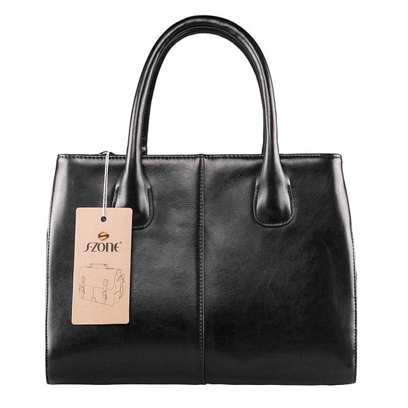 S-ZONE Ladys Genuine Leather Shoulder Bag Tote Top-handle Purse Cross-body Handbag Zipper Closure