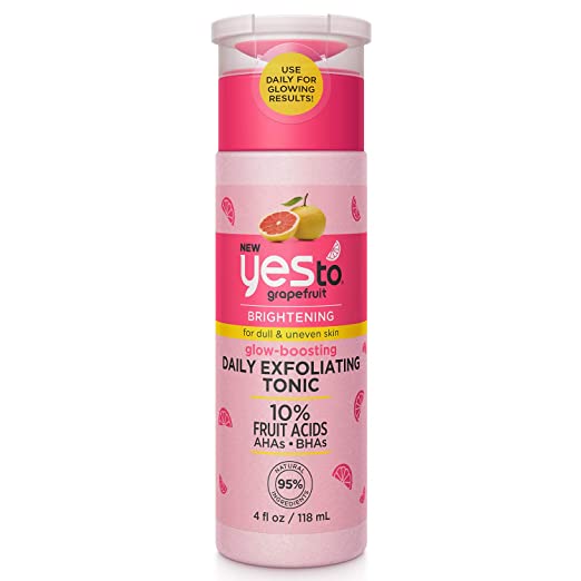 Yes To Grapefruit Glow-Boosting Daily Exfoliating Tonic for Dull & Uneven Skin, 4 Fluid Ounce
