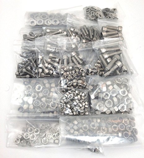 560 PIECE A2 STAINLESS STEEL ALLEN SOCKET CAPS ALSO INCLUDING, WASHERS, NYLOC NUTS, FULL NUT & SPRING WASHERS, KIT