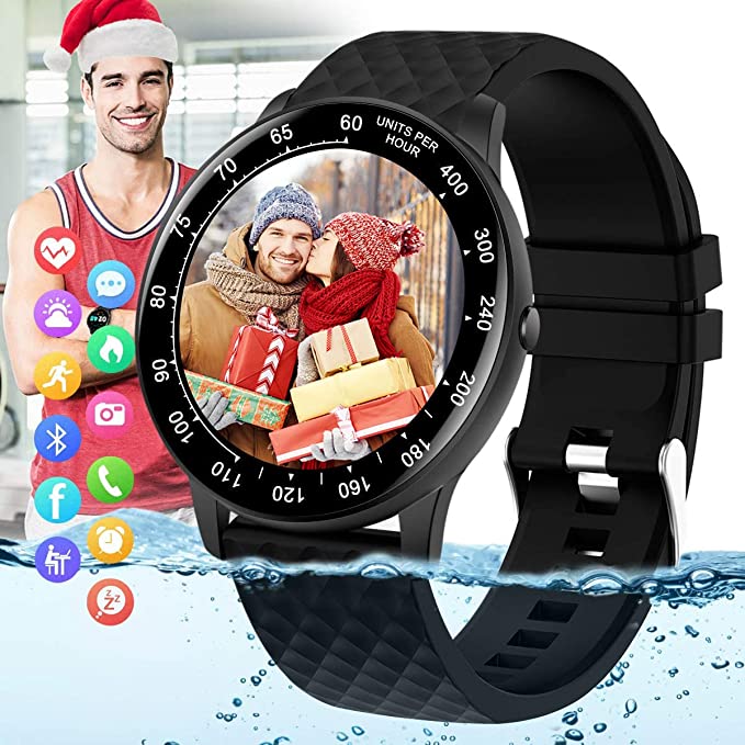 Pradory Smart Watch,Fitness Watch Compatible Android iOS Phones Smart Bracelet with Blood Pressure Heart Rate Monitor,IP67 Waterproof Sports Activity Tracker Bluetooth Smartwatch for Men Women