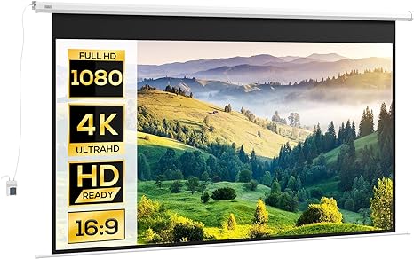 HOMCOM Écran de Projection motorisé 120 Pouces, 16:9 4K HD électrique pour Vidéoprojecteurs Home Cinéma, Fixation Mural ou Plafond avec télécommande