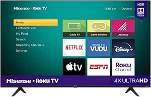 Hisense 50 Inch R Series Class 4K Ultra HD 2160P LED Smart Roku TV with HDR Game Mode Works with Google Assistant and Alexa (Refurbished)