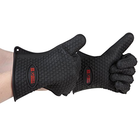 NON-Slip Grip Set of 2 Silicone (No lining) Heat Resistant Oven Gloves Make Handling Pots and Pans Easy - Withstands Heat Up TO 425°F