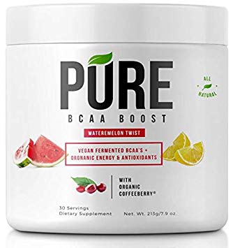 Pure BCAA Boost All Natural Vegan BCAA's Organic Energy, Phytonutrients and Antioxidants Fuels Revitalizes Muscle Pre-Workout or Post-Workout - Instantized for Faster Muscle Absorption and Recovery!