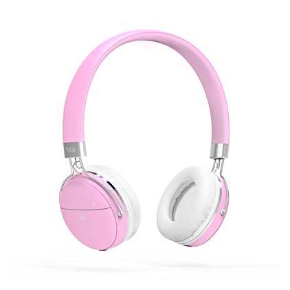 Bluetooth Headphones, Tribit XFree Move Stereo Wireless Headphones with 14 Hours Playtime, 2 Drivers of 40mm in Diameter, Built-in Mic, CSR Bluetooth 4.1 Chips, 3.5mm Aux Support, Pink