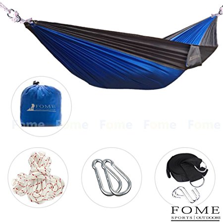 FOME SPORTS|OUTDOORS Parachute Fabric Hammocks Ultralight Camping Hammock Hanging Bed 108 x 57 inch 440lbs Capacity With  Hammock Tree Hanging Adjustable Straps