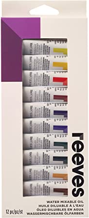 Reeves Water Mixable Oil Color Paint 10ml Tubes, Set of 12, Colour