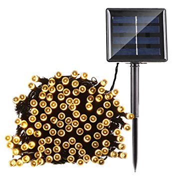 Solar Christmas Lights, Qedertek 72ft 200 LED String Lights, 8 Modes Ambiance Lighting for Outdoor, Patio, Lawn, Landscape, Fairy Garden, Home, Wedding, Waterproof(Warm White)