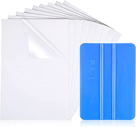 9 Sheets Windshield Sticker Applicator and Blue Plastic Hand Applicator Squeegee Static Cling Window Film Clear Car Window Stickers 4 x 6 Inches Automotive Decals, Easy to Remove and Reapply