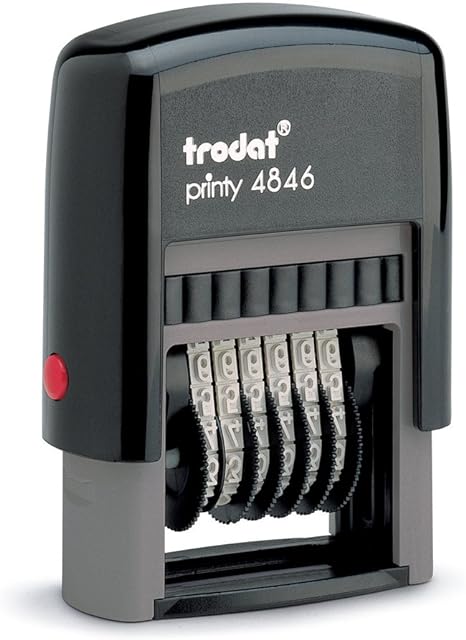 Trodat Printy Self-Inking Numberer Stamp, 6 Bands, 4mm, 0-9 Plus, Black Ink Cartridge (150600)