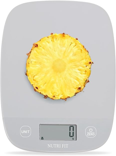 NUTRI FIT 11lbs Kitchen Food Scale Digital Weight Grams and Ounces for Weight Loss, Weighing Professional for Cooking,Baking and Keto, Batteries Included, Gray