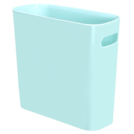 Youngever 5.5L Slim Trash Can, Re-usable 5.5L Plastic Garbage Container Bin, Small Trash Bin with Handles for Home Office, Living Room, Study Room, Kitchen, Bathroom (Mint)
