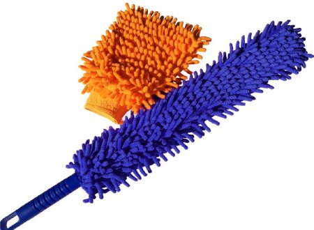 Clearance SALE! Microfiber Duster and Wash Mitt - Interior or Exterior Microfiber Cleaner- Best for Car , Home , Kitchen - Premium Bendable Washable Set with Storage Bag