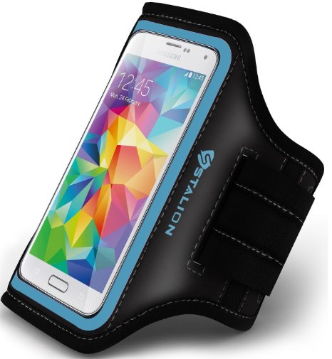 Note 4 Armband  Stalion Sports Running and Exercise Gym Sportband for Samsung Galaxy Note 4 SM-N910 Lifetime WarrantyCyan Blue Water Resistant  Sweat Proof  Key Holder  ID  Credit Card  Money Holder