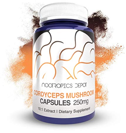 Cordyceps Mushroom Capsules | 10:1 Whole Fruiting Body Extract | 250mg | 60 Count | Cordyceps militaris