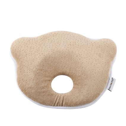 Mittagong Infant Head Support Prevent Flat Memory Foam Baby Pillow,Coffee