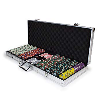 Claysmith Gaming 500 Count Poker Knights Poker Set - 13.5 Gram Clay Composite Chips with Aluminum Case, Playing Cards, Dealer Button for Texas Hold’em, Blackjack, Casino Games