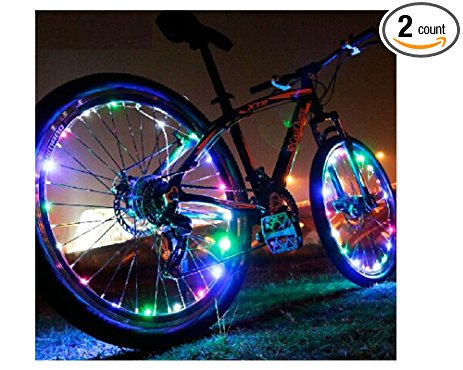 Bicycle wheel spoke light, EBEST SELLER Hot wheel lamp 20LED Multi Color Bike Wheel Lights (2-Pack),Waterproof Bicycle Tire Light Strip,Bike Rim Lights,Safety Spoke Lights, Bicycle Tire Accessories.