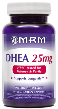 MRM DHEA Nutrition Supplements, 25 mg, 90 Count, Vegetarian Capsules, Packaging May Vary