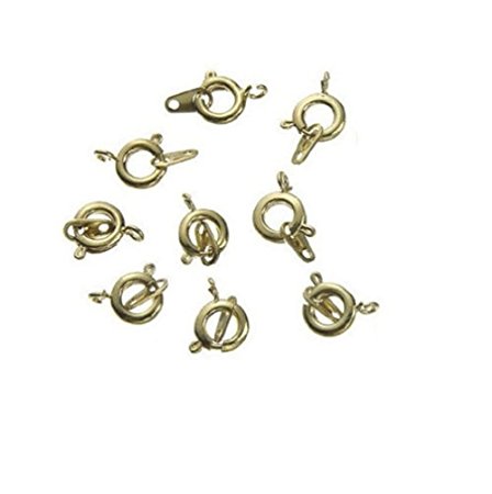 Bulk Buy: Darice DIY Crafts Spring Ring Clasp with Eyelet Gold Plated Brass 7mm (3-Pack) 1880-66