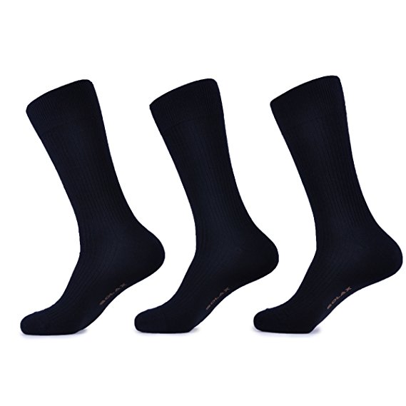 SOLAX Men's Classic Rib Supima Cotton Dress Socks 3 Pairs