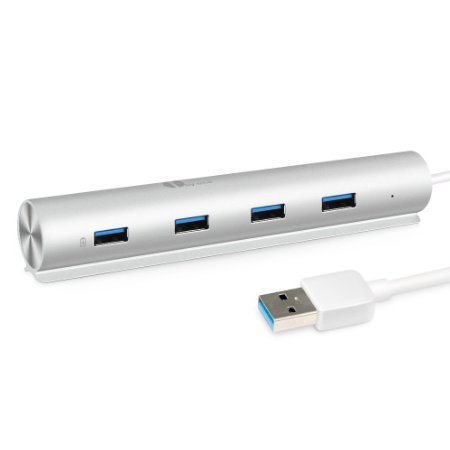 1byone SuperSpeed Aluminum USB 3.0 7-Port Hub with BC 1.2 Charging Port, Built-in 15-Inch Cable & 5V / 3A Power Adapter, for iMac, MacBook Air, MacBook Pro, Mac Mini, PC and Laptop