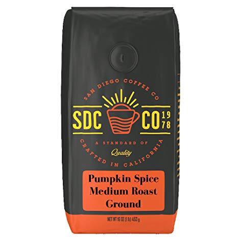 San Diego Coffee Pumpkin Spice, Medium Roast, Ground, 16-Ounce Bag