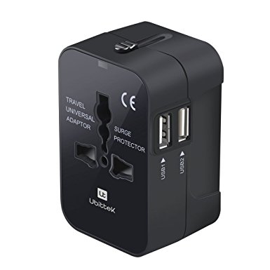 Travel Adapter: Charge 3 Devices! Ubittek Worldwide All-in-One Universal Power Converter (Black)