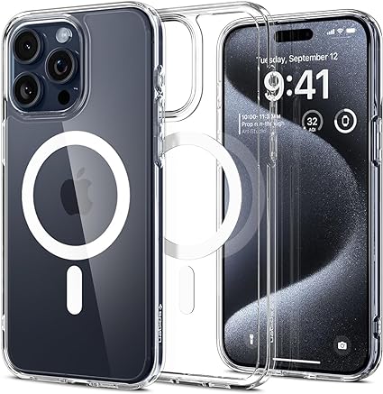 Spigen Ultra Hybrid MagFit Designed for iPhone 15 Pro Case Clear (2023) - White