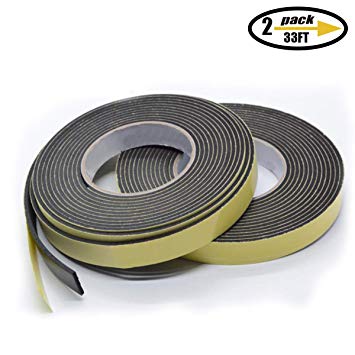 Foam Insulation Tape Adhesive, Seal, Doors, Weatherstrip, Waterproof, Plumbing, HVAC, Windows, Pipes, Cooling, Air Conditioning, Weather Stripping, Craft Tape (66 Ft x 1/8" x 1")