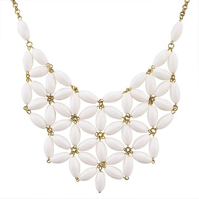 Jane Stone Tessellate Net Fashion Statement Beaded Jewelry Bib Necklace for Women
