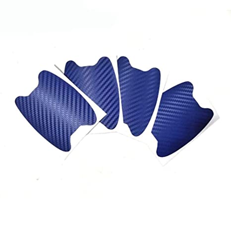 Fusion Graphix Car Stickers, 3D Carbon Fiber Car Stickers Scratch Resistant Auto Door Handle Decal Protector (Blue)