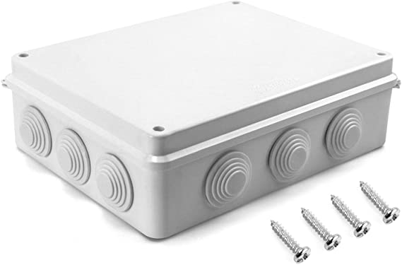 QWORK Waterproof Dustproof IP65 ABS Plastic Junction Box Universal Electrical Project Enclosure White 10 x 7.9 x 3.1 inch (255 x 200 x 80 mm)