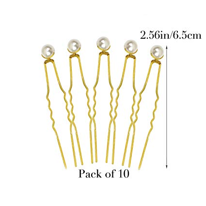 Unicra Wedding Silver Hair Pins Wedding Bridal Pearl Hair Accessories for Brides and Bridesmaids Pack of 10