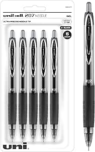 Uniball Signo 207 Needle Gel Pen 5 Pack, 0.7mm Medium Black Pens, Gel Ink Pens | Office Supplies Sold by Uniball are Pens, Ballpoint Pen, Colored Pens, Gel Pens, Fine Point, Smooth Writing Pens