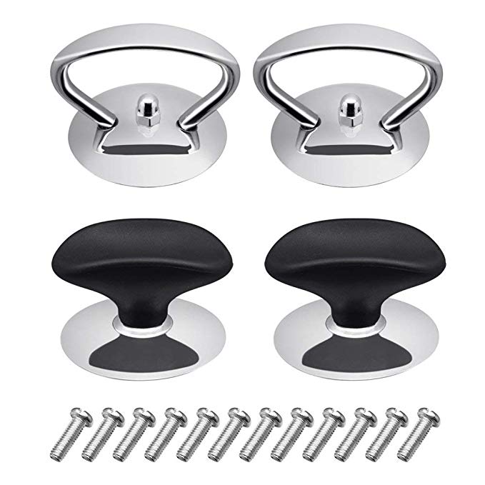 Homgaty 4 Part Universal Pan Pot Grip Lid Cover Knob Handle, Stainless Steel Kitchen Cookware Replacement Handgrip Lid Knob Cap（Instructions Included）