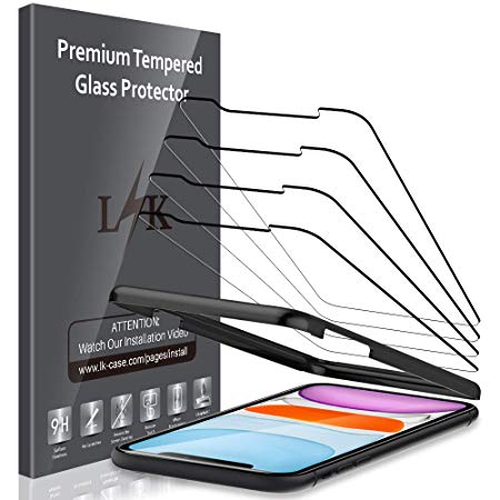 LK [4 PACK Screen Protector for iPhone 11 (6.1 inch),Tempered Glass [Anti-Scratch] [Case Friendly] 9H HD Clear Natural Touch Double Defence Technology [Alignment Frame Easy Installation]