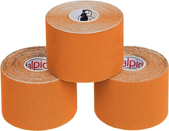 ALPIDEX Cinta Kinesiología Tape 1/3 / 6/12 Rollos Muchos Colores 5 m x 5 cm E- Book Ejemplos Aplicación Cinta Muscular Sin Látex Transpirable