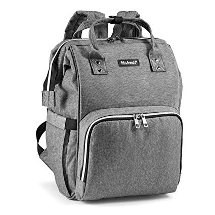 Fit & Fresh Diaper Backpack, Gray, Stylish, Durable, Travel, Parents, Adjustable Straps, Bottle Holders