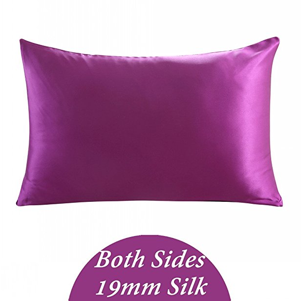 ZIMASILK 100% Mulberry Silk Pillowcase for Hair and Skin ,Both Side 19 Momme Silk, 1pc (Queen 20''x30'', Violet),Gift Box