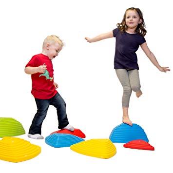 JumpOff Jo Rocksteady Balance Stepping Stones for Kids - Set of 6 Balance Blocks (3 Sizes Included, 2 Small, 2 Large, 2 Extra Large) - Promotes Balance & Coordination