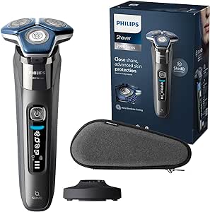 Philips Rasoir électrique Série 7000 pour homme Wet & Dry avec tondeuse rétractable, socle de charge, coffret de voyage et brossette de nettoyage (modèle S7887/35)