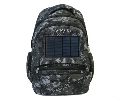 VIVO Solar Bag 2.4W Powered Backpack with Battery Portable Charger in Urban Camo (BAG-SP-01U)