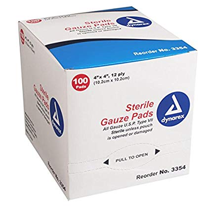 Gauze PAD STERILE 4X4 3354 100BX DYNAREX Corp.