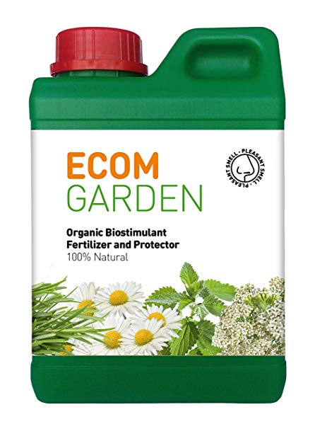 ECOM Garden Organic Fertilizer, Plant Biostimulant and Protector, 100% Natural.1-QT. Vegetable, Flower and herb Fertilizer. Growth Products for Indoor-Outdoor Plants. Garden pests. New Label Image.