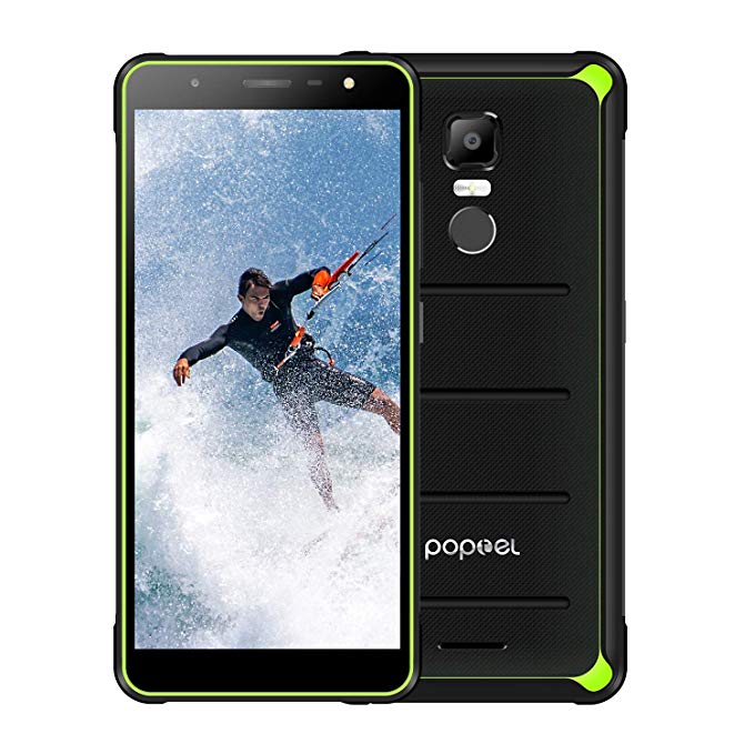 POPTEL P10 Rugged Cell Phones Unlocked, IP68 Waterproof Smartphone with 4G/LTE, Octa Core, 5.5inch 4GB 64GB, Dual Sim Waterproof Camera Utra-Thin Rugged Phones (Blank Green)