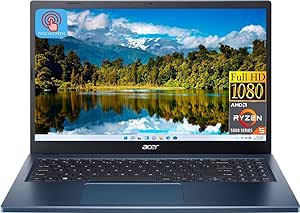 acer 2023 Newest Aspire 3 Laptop, 15.6” FHD IPS Touchscreen Display, AMD Ryzen 5 7520U Processor (Beats i7-1165G7), 8GB RAM, 512GB SSD, AMD Radeon Graphics, Wi-Fi 6, Windows 11 Home, Steam Blue