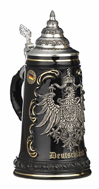 German Beer Stein black Deutschland pewter eagle Stein 0.5 liter tankard, beer mug KI 415-SZA 0,5L Deutschland