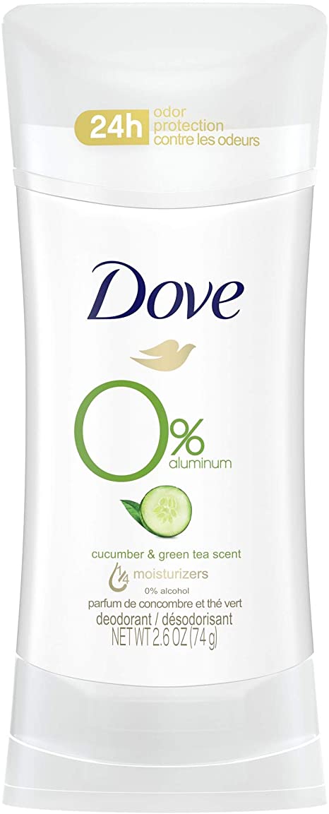 Dove 0% Aluminum Deodorant for smooth underarms Cucumber & Green Tea antibacterial odour protection 74 g