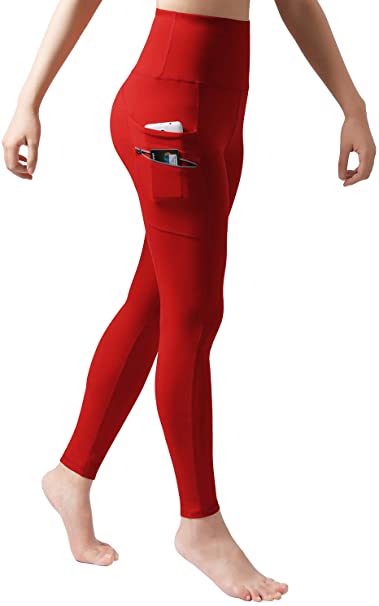 ODODOS Women's High Waisted Tummy Control Workout Pants, Full-Length Leggings with Dual Pockets